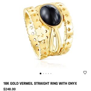 Tous Gold Vermeil Ring with Black Onyx Cabochon